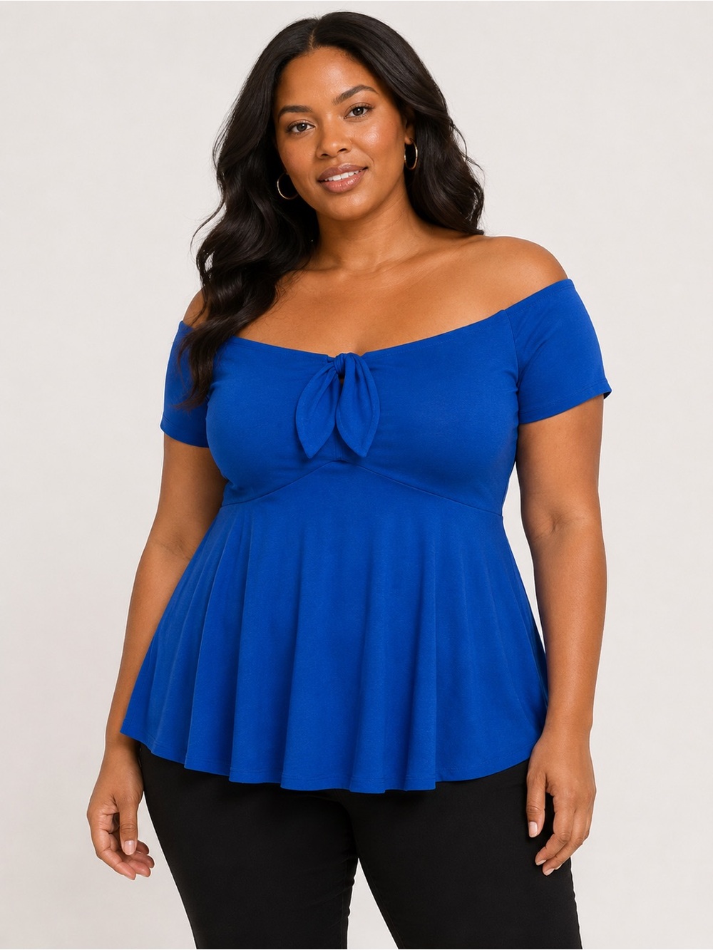 Torrid Size 4X blue off the shoulder royal blue baby doll shirt